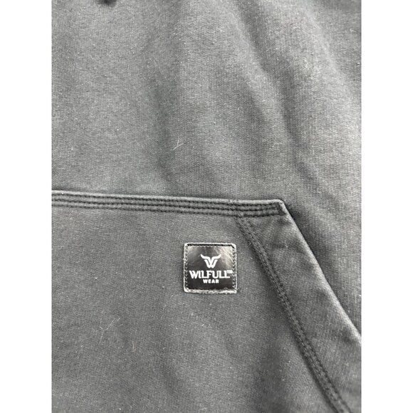 Wilfull Wear Hoodie Mens Small Black Quarter Zip Fleece Lined Warm Sweatshirt - Picture 2 of 9